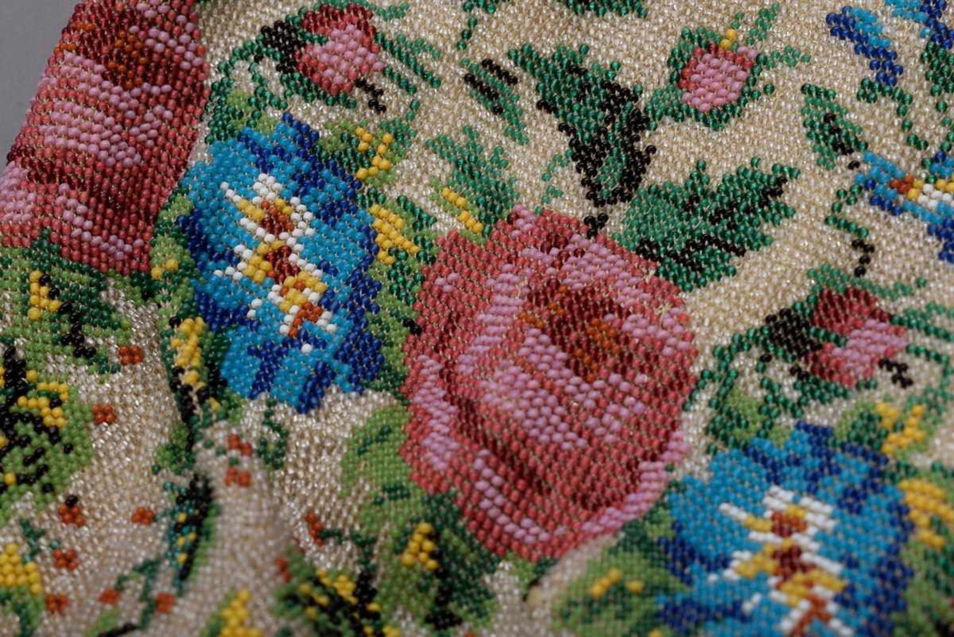 2 Diverse Biedermeier Perlstickerei Taschen mit floralen Dekoren und Silber 800/versilberter - Image 3 of 4