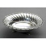 Runde Schale auf Füßchen mit gefächertem Rand, Silber 925, 91g, Ø 13,5cmRound bowl, silver 925, 91g,