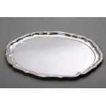 Großes ovales Tablett mit geschweiftem Rand, H. Schrader, Silber 800, 2028g, 58x42cmLarge oval tray,