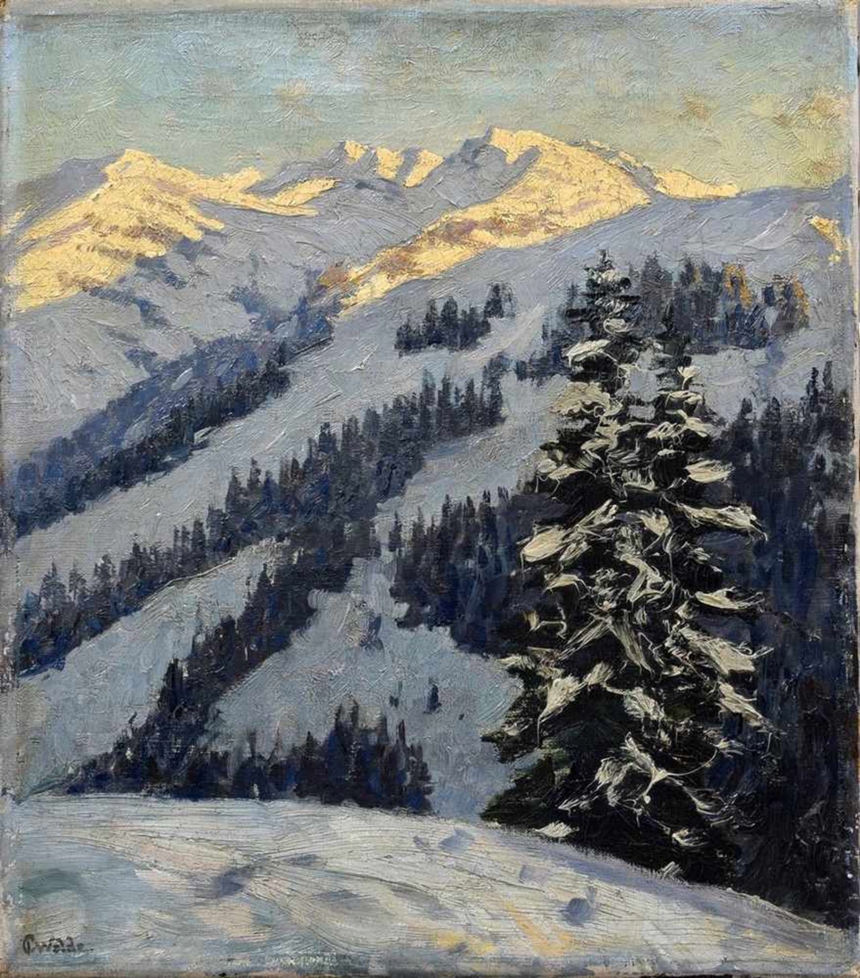 Wolde, Paul (1885-1948) "Verschneite Berge", Öl/Leinwand, u.l. sign., 40x35cmWolde, Paul (1885-1948)