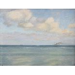 Maler des 20.Jh. „Dampfschiff in ruhiger See“, Öl/Malpappe, u.l. monogr., 19x25cm (m.R. 24x30cm),