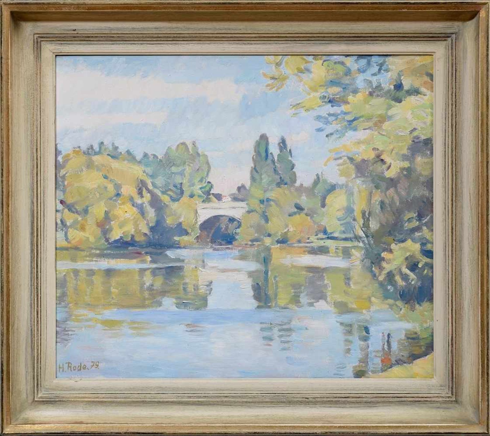 Rode, Heinrich (1906-1983) "Eppendorfer Mühlenteich" 1979, Öl/Leinwand, u.l. sign./dat., 46x53cm ( - Bild 2 aus 4