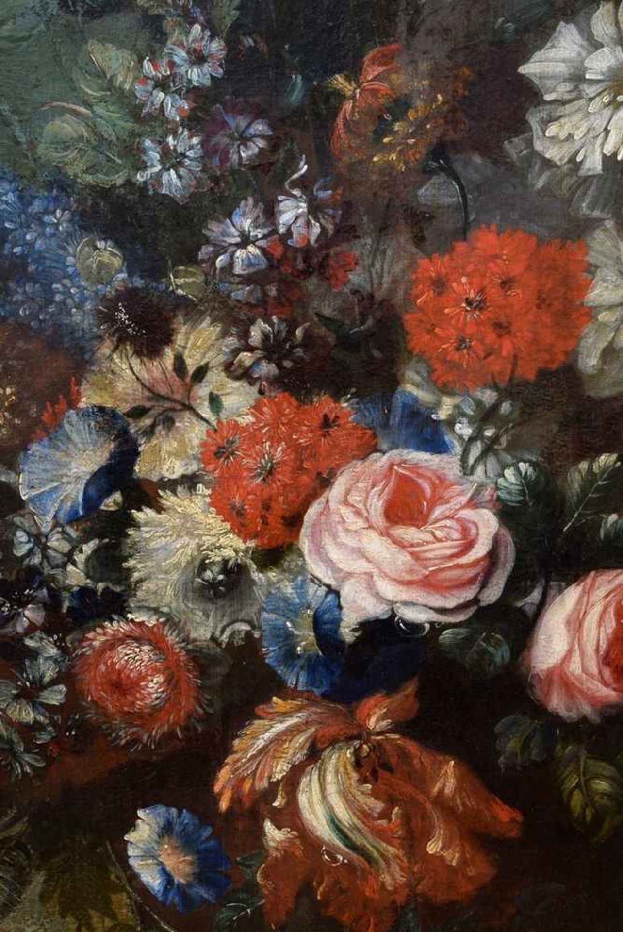 Monnoyer, Jean Baptiste (1636-1699) Nachfolge "Großes Blumenstillleben in Steinvase", Öl/Leinwand, - Bild 3 aus 5