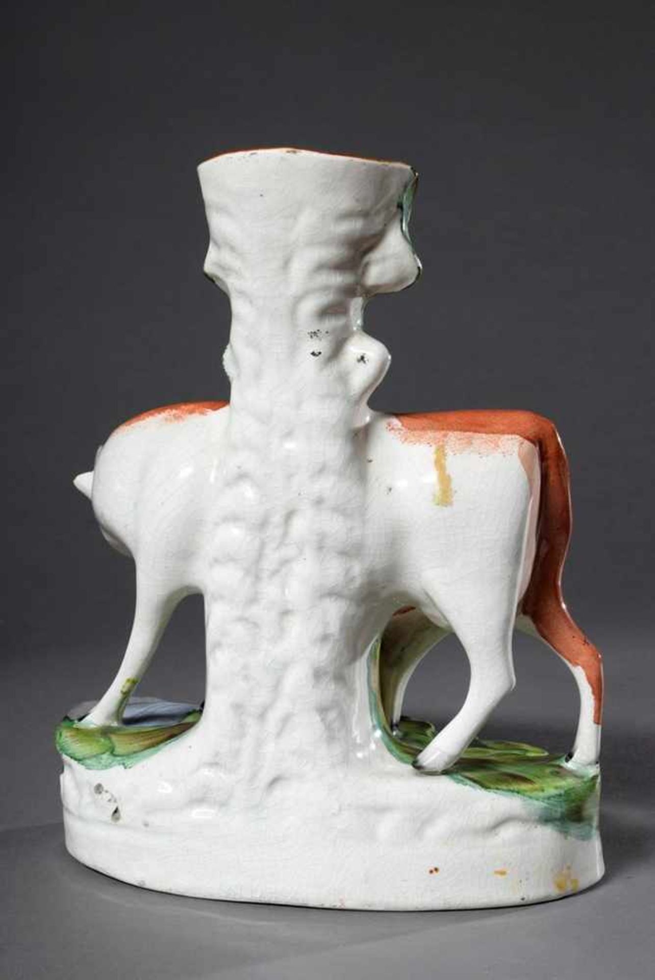 Englische Staffordshire Vase "Kuh mit Kälbchen", farbig bemalt, 19.Jh., H. 27cm, leichte - Bild 2 aus 5