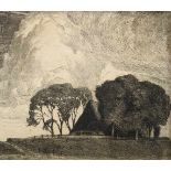 Thämer, Otto (1892-1975) „Haus unter Wolken“, Radierung, 15x17cm (m.R. 17,5x19,5cm), beschnitten,