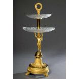 Feuervergoldete Bronze Etagere "Surtout de Table" mit Putto-Karyatide und geschliffenen
