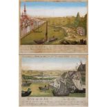 2 Diverse Leizel, Balthasar Friedrich colorierte Guckkastenbilder "Aufsicht auf die Elbe", 18.Jh.,