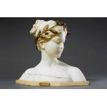 Garella, Antonio (1863-1919) "Poesia", Alabaster mit feuervergoldeter Bronze, auf hellem Marmor