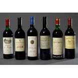 6 Diverse Rotweine, Frankreich, Bordeaux, 1 Flasche "Chateau La Tuilerie, Graves" 1978, 1 Flasche "