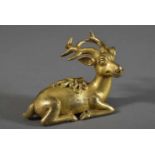Chinesischer Bronze "Liegender Hirsch", vergoldet, 6,4x9x6cmBronze "Lying stag", gold-plated, 6,