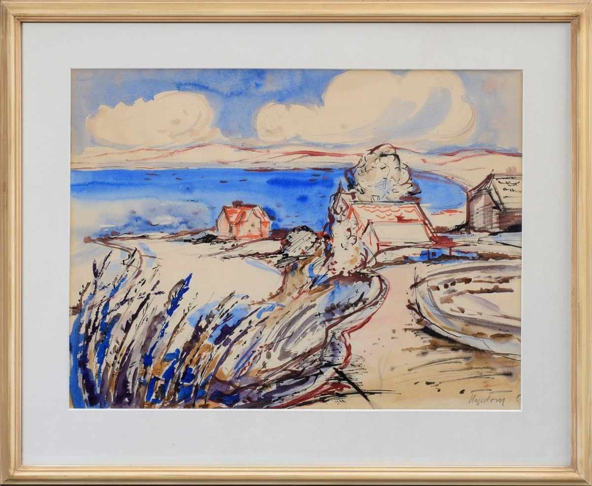 Hagedorn, Hans Hermann (1913-1998) "Hohwacht", Aquarell, u.r. sign., 45x59cm (m.R. 65x78cm)Hagedorn, - Bild 2 aus 3