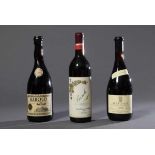 3 Diverse Flaschen Rotweine, Italien, Barolo: 1965, 1979, 1983. Guter Füllstand, enthält Sulfite - -