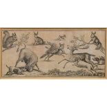 Mosley, Charles (1720-1770) "Tiere" (Drawing No. 3), Lithographie, 18x38cm (m.R. 36x55cm)Mosley,