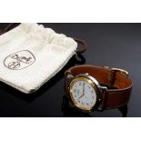 Hermès Stahl/Gold Armbanduhr, Clipper, Quartzwerk, großer Sekundenzeiger, weißes Zifferblatt mit