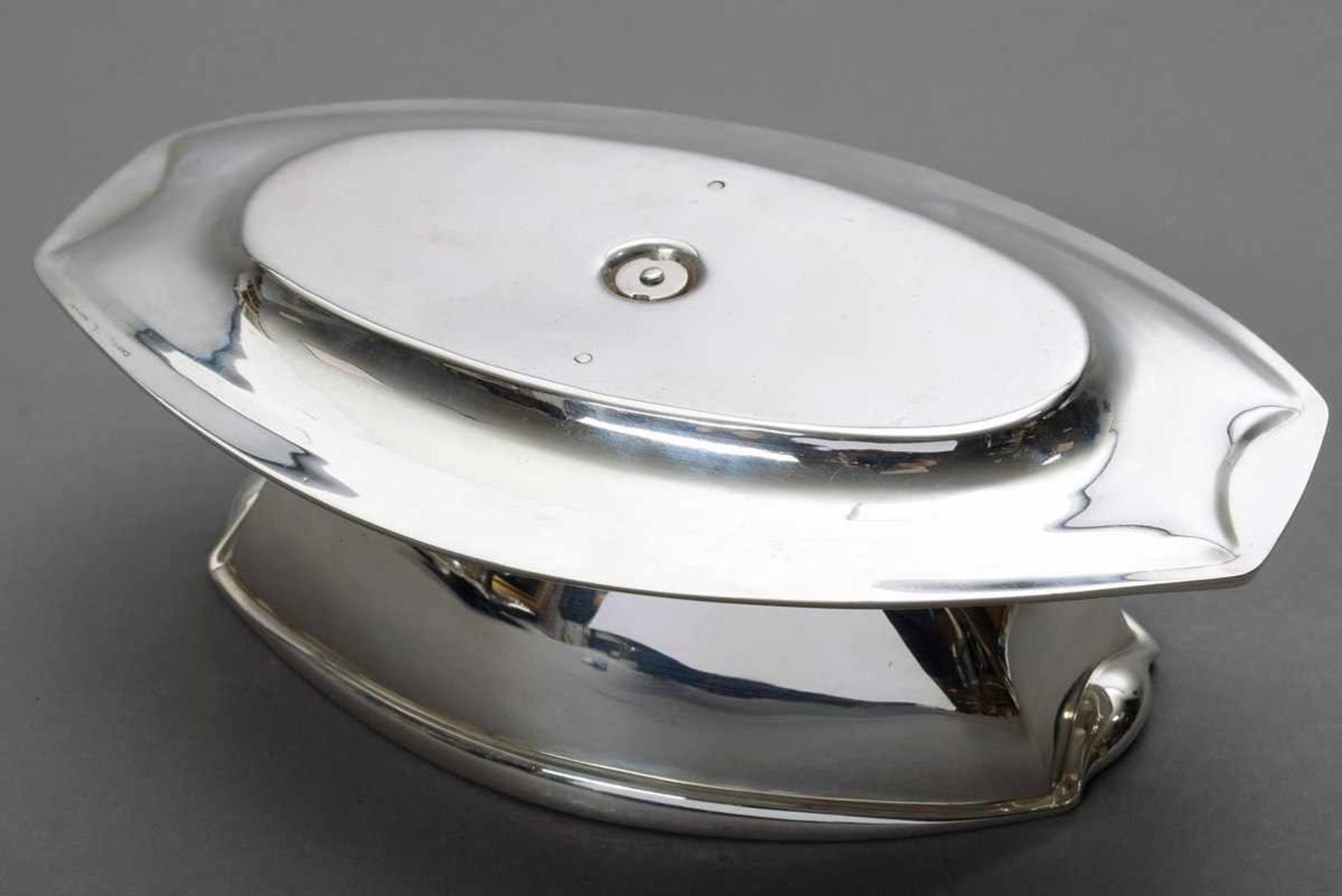 Cartier Sauciere auf festem Untersatz in Art Deco Façon, Silber 950, innen vergoldet, 765g, - Bild 2 aus 2