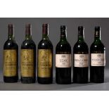 6 Diverse Flaschen Rotwein, Frankreich, Bordeaux, 3 Flaschen "Domaine de La Vivonne, Bandol" 1979; 3