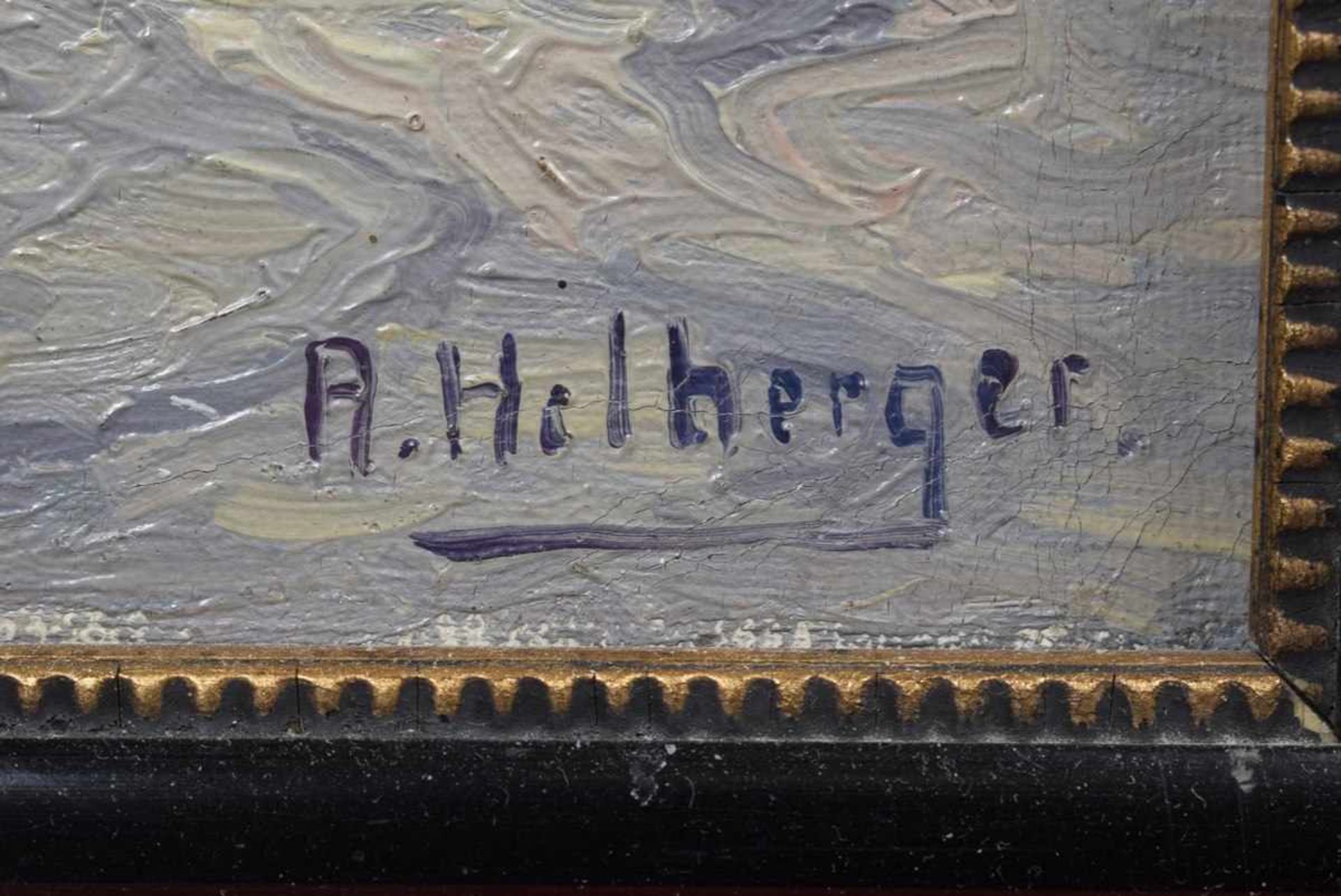Helberger, Alfred (1871-1946) „Segler in der Brandung“, Öl/Malpappe, u.r. sign., 31,5x43,5cm (m.R. - Bild 3 aus 4