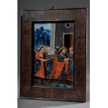 Hinterglasmalerei mit Heiligendarstellung "Maria und Josef treffen Anna und Joachim" in feiner