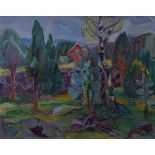 Grimm, Willem (1904-1986) "Südschwedische Landschaft", um 1936, verso Skizze, Öl/Leinwand, u.r.