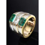 GG/WG 750 Ring in luxuriöser Ausführung mit Diamant im Smaragdschliff (ca. 1.31ct/VSI/W) sowie