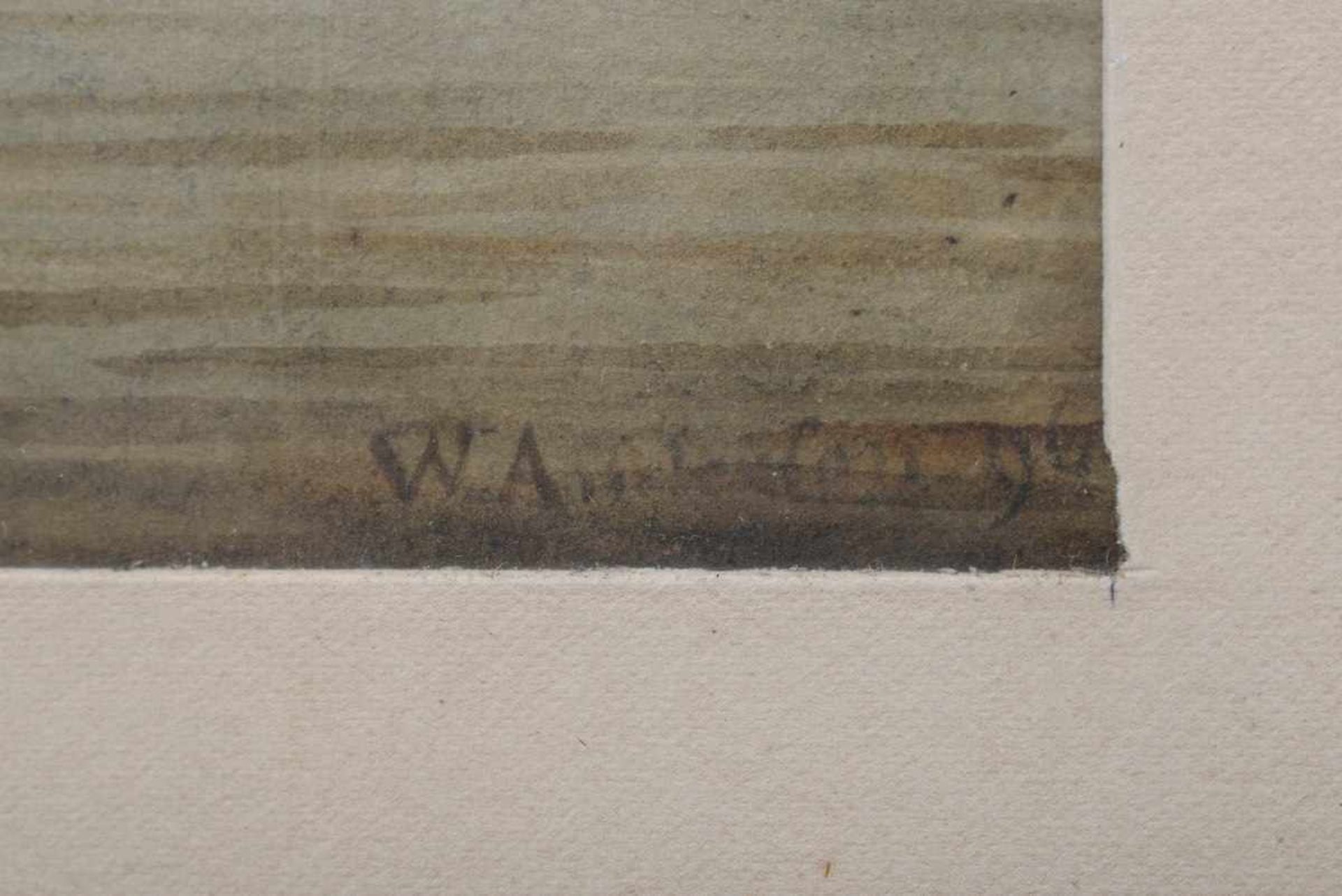 Unbekannter Künstler des 18.Jh. "Schiffe auf Reede", Aquarell, u.r. unleserlich sign. "W.A..." u. - Image 3 of 3