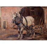 Smidt, Emil Leonhard (1878-1954) "Pferd mit Fuhrwerk", Öl/Malpappe, u.l. sign./ schwer leserlich