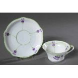 Nymphenburg Jugendstil Tasse "Veilchen", farbig bemalt, Entw.: Max Rossbach, H. 6cmNymphenburg Art