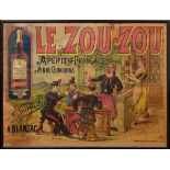 Werbeplakat "Le Zou-Zou - Aperitif Francais au Vin de Quinquina", Lithographie, u.l. bez. "A.