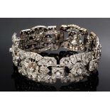 Platin 950 Art Deco Armband mit Altschliffdiamanten und Diamantrosen (zus. ca. 2ct/SI-P/W-CR), 35,