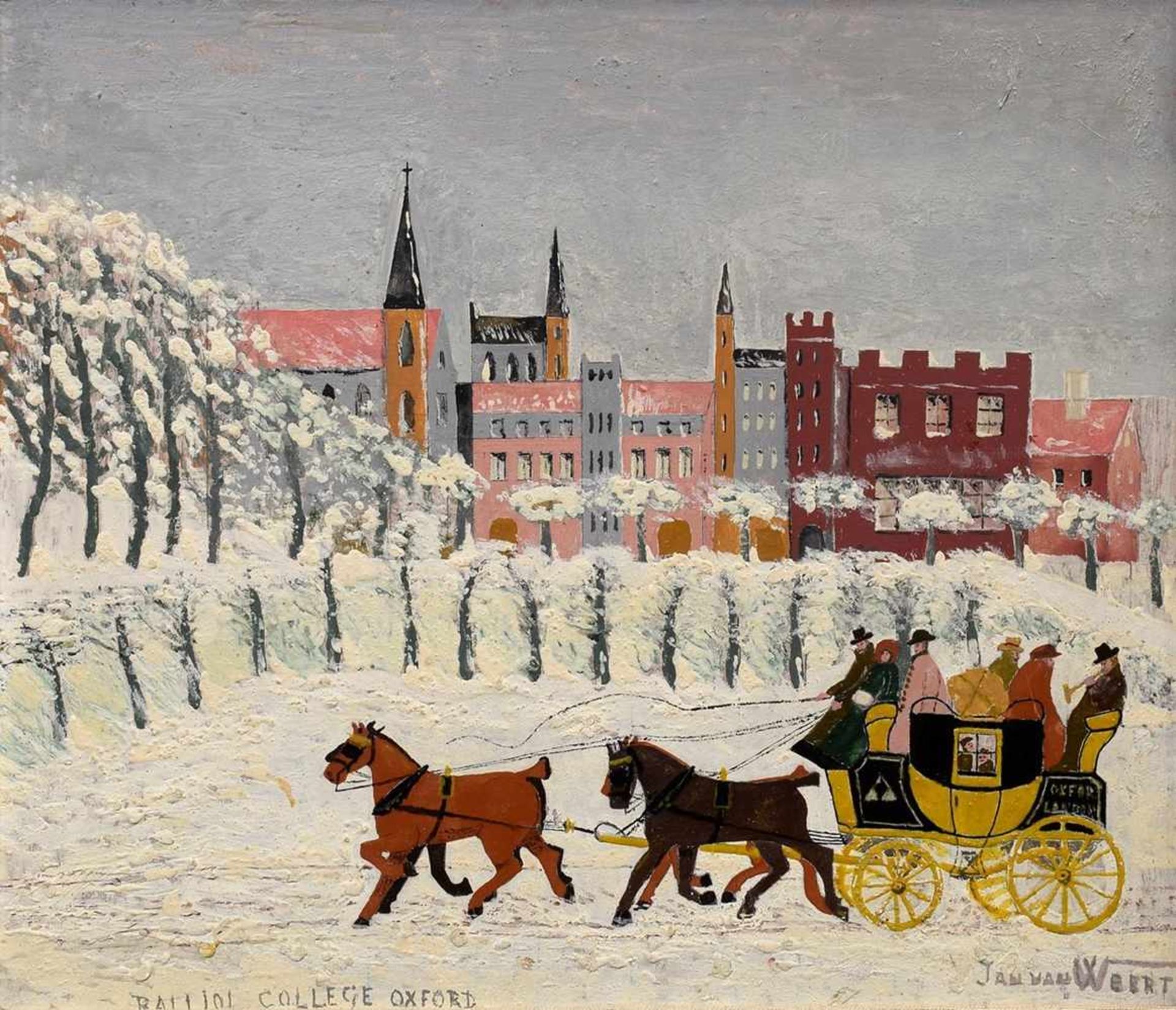 Van Weert, Jan (1871-1955) "Balliof College Oxford" um 1954, Öl/Hartfaser, u.l. betitelt, u.r.