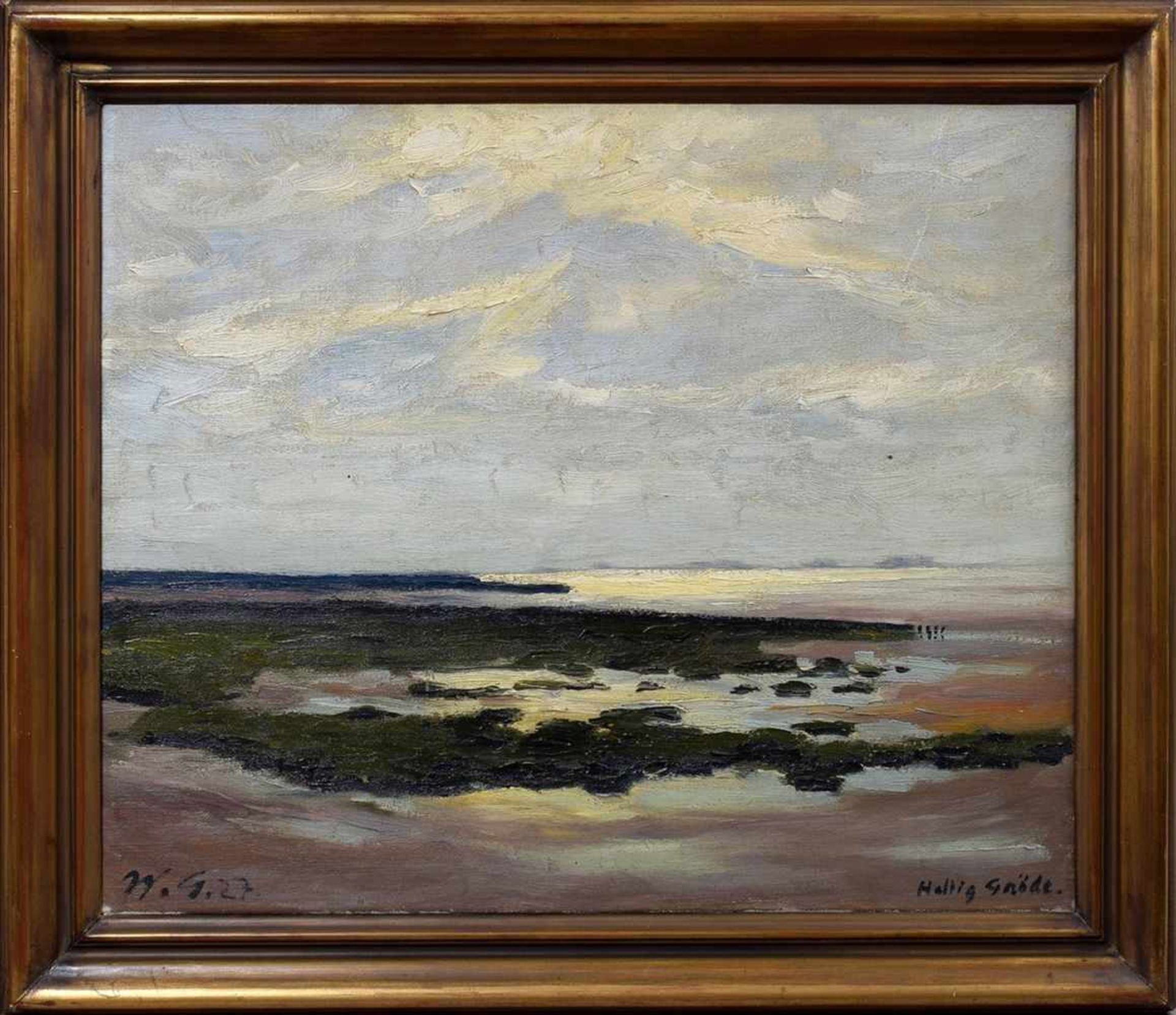 Graba, Willi (1894-1973) "Hallig Gröde" 1927, Öl/Leinwand, u.l. monogr./dat., u.r. betitelt, 66x55cm - Bild 2 aus 4