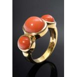 Massiver GG 750 Korallencabochonring, 8,7g, Gr. 57Solid GG 750 coral cabochon ring, 8,7g, size 57- -