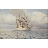 Lübbers, Holger (1850-1931) "Steam sailing boat Ingolf", oil/canvas, l. monogr., verso glue,