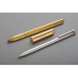 2 Diverse Teile: vergoldeter Bulgari Kugelschreiber in Dreipassform und Tiffany Kugelschreiber