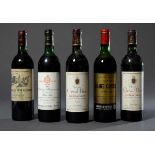 5 Diverse Rotweine, Frankreich, Bordeaux, 2 Flaschen "Chateau Cheval Brun, Saint Emilion Grand Cru",