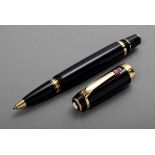 Montblanc Tintenstift, schwarz mit vergoldeter Metallmontierung und rotem Stein am Clip, Nr. MN