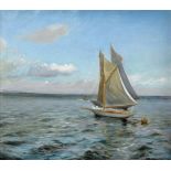 Marinemaler des beginnenden 20. Jahrhunderts „Segelboot an der Ostsee“, Öl/Leinwand, u.l. sign./dat.