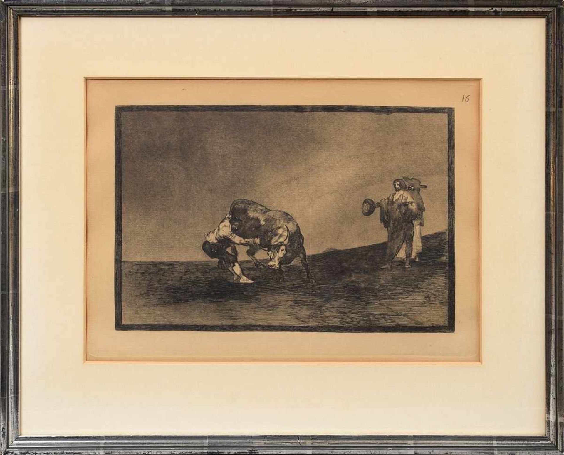 Goya, Francisco de (1746-1828) "El mismo vuelca un toro en la plaza de Madrid" 1816, Aquatinta - Image 2 of 3
