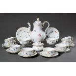 12 parts Meissen tea set "Scattered flowers " with gold rim, Pfeifferzeit12 Teile Meissen Teeservice