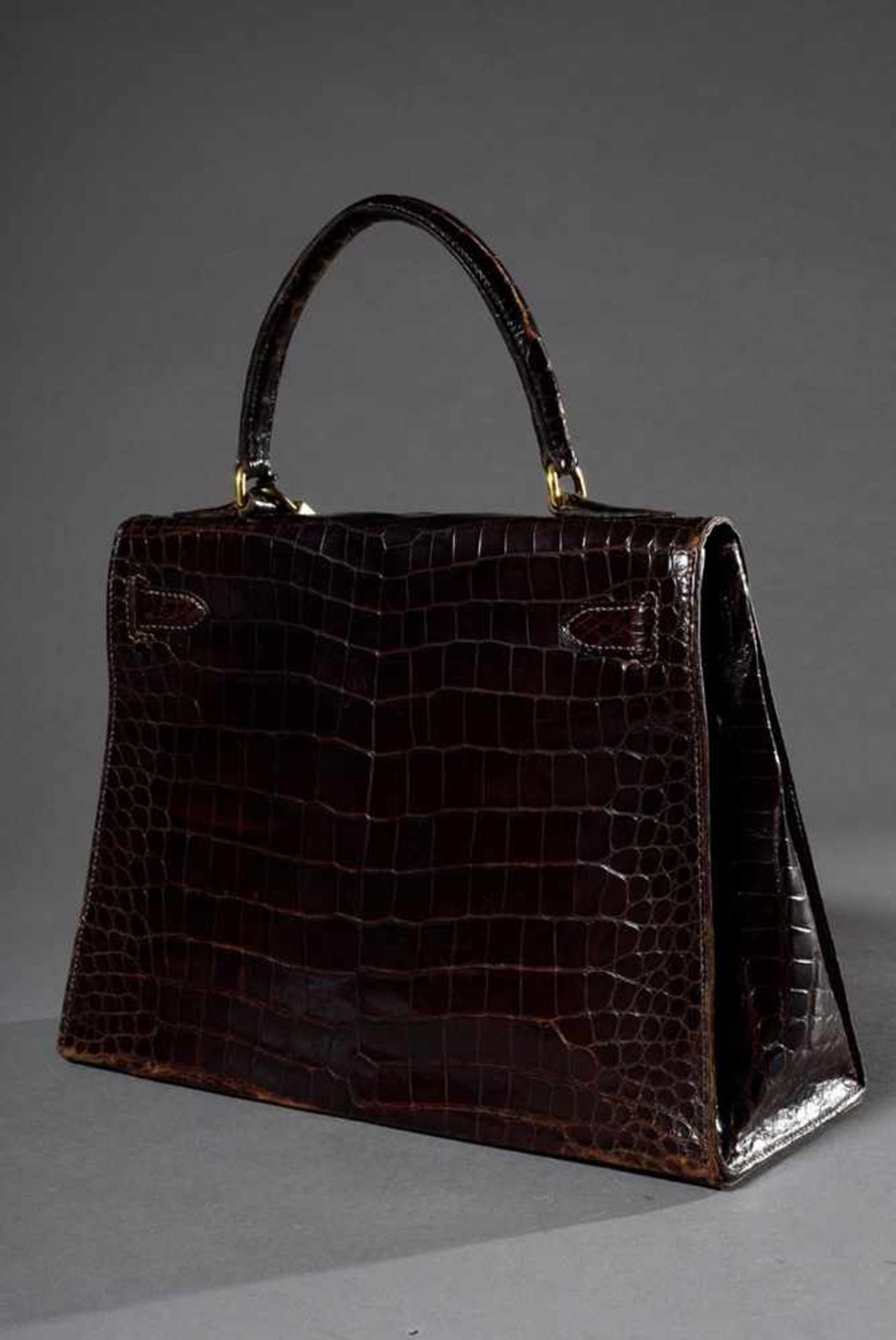 Hermès Vintage "Kelly Bag 28", braunes Krokodilleder (Porosus), 1959, mit Original Rechnung, - Image 2 of 5