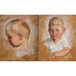 2 Diverse Geffcken, Walter (1872-1950) "Kinderportraits" 20er Jahre, Öl/Malpappe, sign./dediziert,