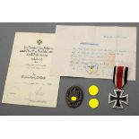 Eisernes Kreuz WK II mit Verleihungsurkunde vom 25.01.1943 an den Gefreiten Ernst Lucke (2./Radf.