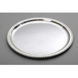 Rundes Tablett mit Rillenrand, Italien, Silber 800, 367g, Ø 25cmRound tray, Italy, silver 800, 367g,