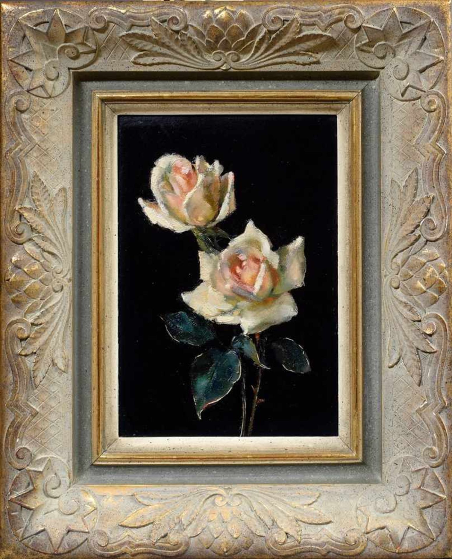 Stürm-Skrla, Eugen (1894-1943) „Rosen“ 1930, Öl/Malpappe, u.l. sign./dat., 34x23cm (m.R. 56x45,5cm), - Bild 2 aus 3