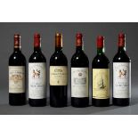 6 Diverse Rotweine, Frankreich, Bordeaux, 1 Flasche "Chateau Peyreau, Saint-Emillion Grand Cru",
