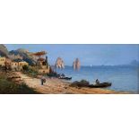 Kauffmann, Karl (1843-1905) „Blick auf Capri“, Öl/Holz, u.r. sign., 16x44cm (m.R. 36x63cm), Nachlass