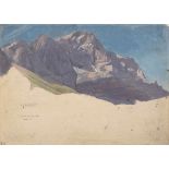 Gensler, Johann Jakob (1808-1845) Studie "Der Zugspitz vom Eibsee gesehen" 1830, Mischtechnik/