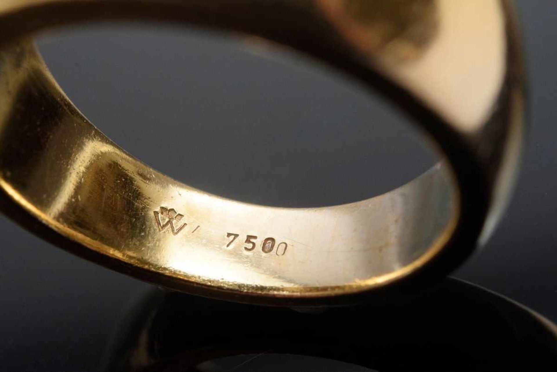 Klassischer, massiver GG 750 Bandring mit Altschliffdiamanten (zus. ca. 1.5ct/P1/W-TCR), 12,7g, - Bild 3 aus 3