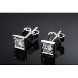 Paar WG 750 Ohrstecker mit Brillanten (zus.ca. 0.40ct/VSI/W), 2g, Ø 5mmPair of WG 750 earrings