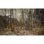 Höckner, Rudolf (1864-1942), "Herbstwald" 1907, Öl/Malpappe, u.r.sign./dat., 27x44cm (m.R. 38,5x55,